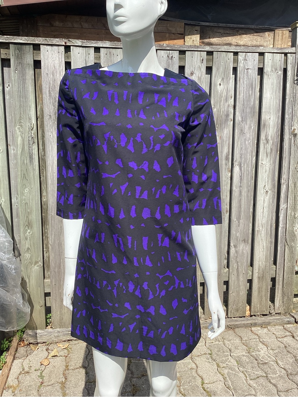 Milly Black & Purple Boatneck Shift Dress